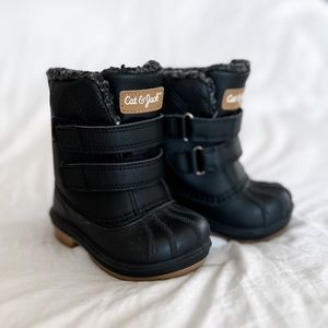 Cat & Jack Black Snow Boots with Brown Patch - NWOT - Size 5 Toddler